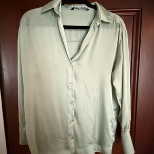 Zara Green Button Down Shirt